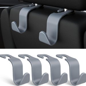 Car Seat Headrest Hook 4 Pack Hanger Storage Organizer Universal for Handbag Purse Coat fit Universal Vehicle Car Black S Type - Image 1