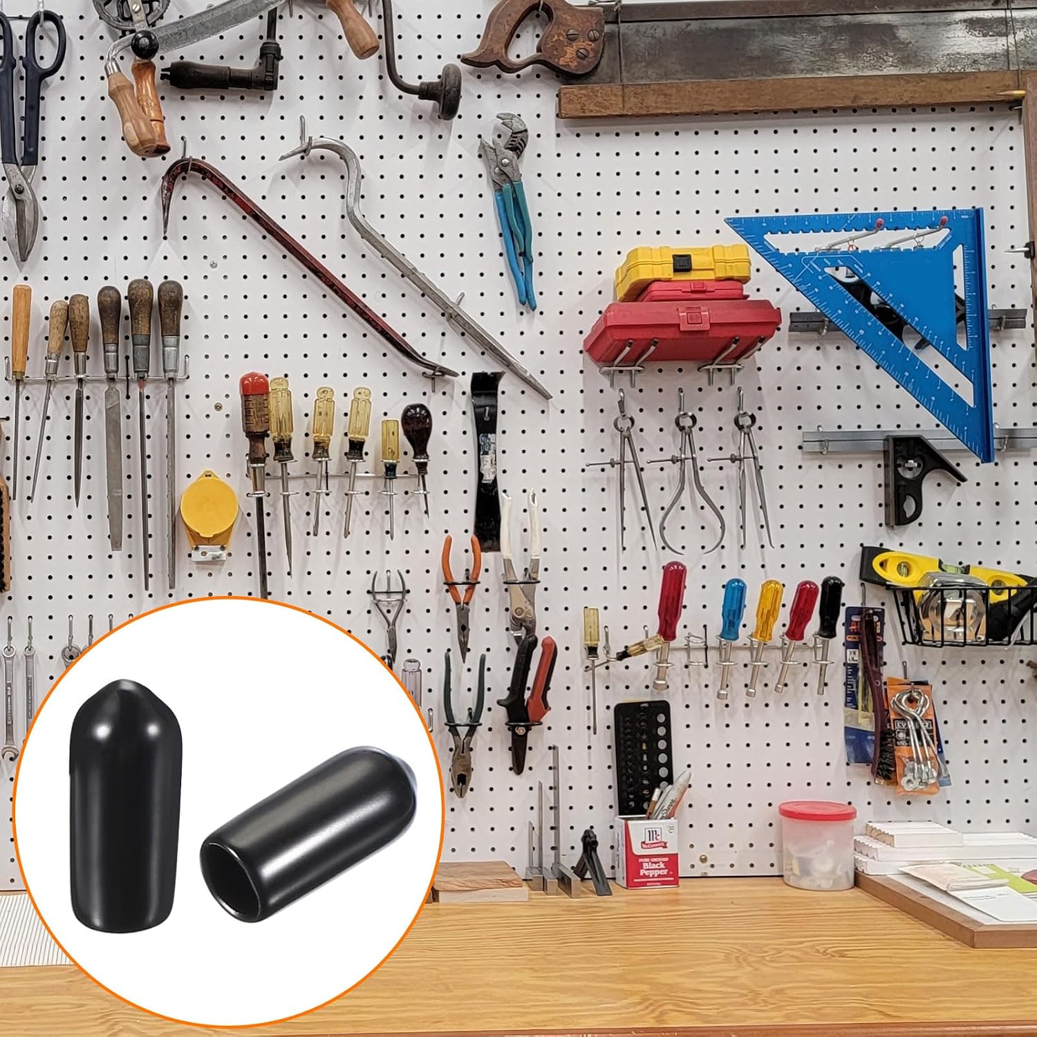 Pegboard Hooks Protector Rubber End Caps, Peg Board Hook Flexible Prongs End Tips Caps Rack Cover for Pegboard Dishwasher Hook, Black(15mm Long 3mm - Image 2