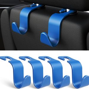 Car Seat Headrest Hook 4 Pack Hanger Storage Organizer Universal for Handbag Purse Coat fit Universal Vehicle Car Black S Type - Image 4