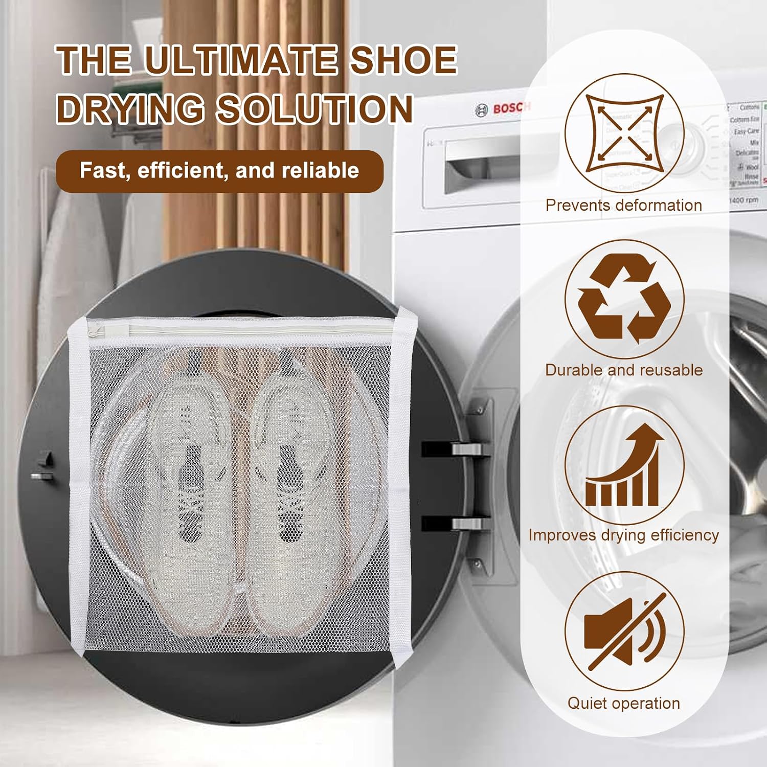Two-Pack Mesh Shoe Drying Bags for Washer and Dryer - Image 4