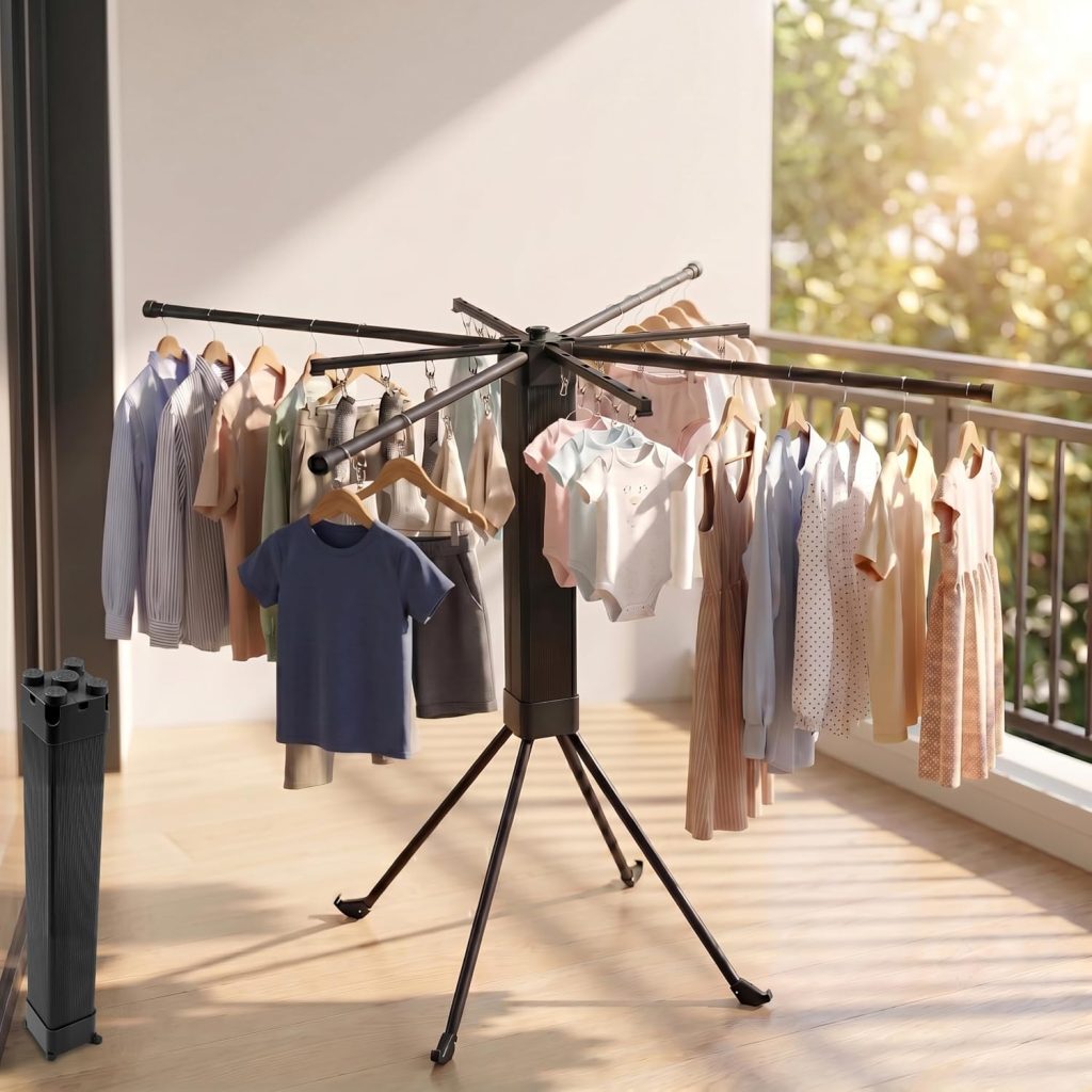 Sixteen-Clip Foldable Portable Clothes Drying Rack