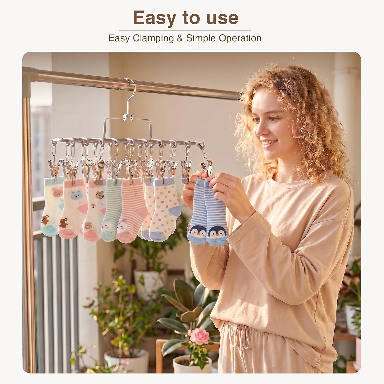 Two-Pack Clothes Drying Hangers with 20 Clips - Image 2