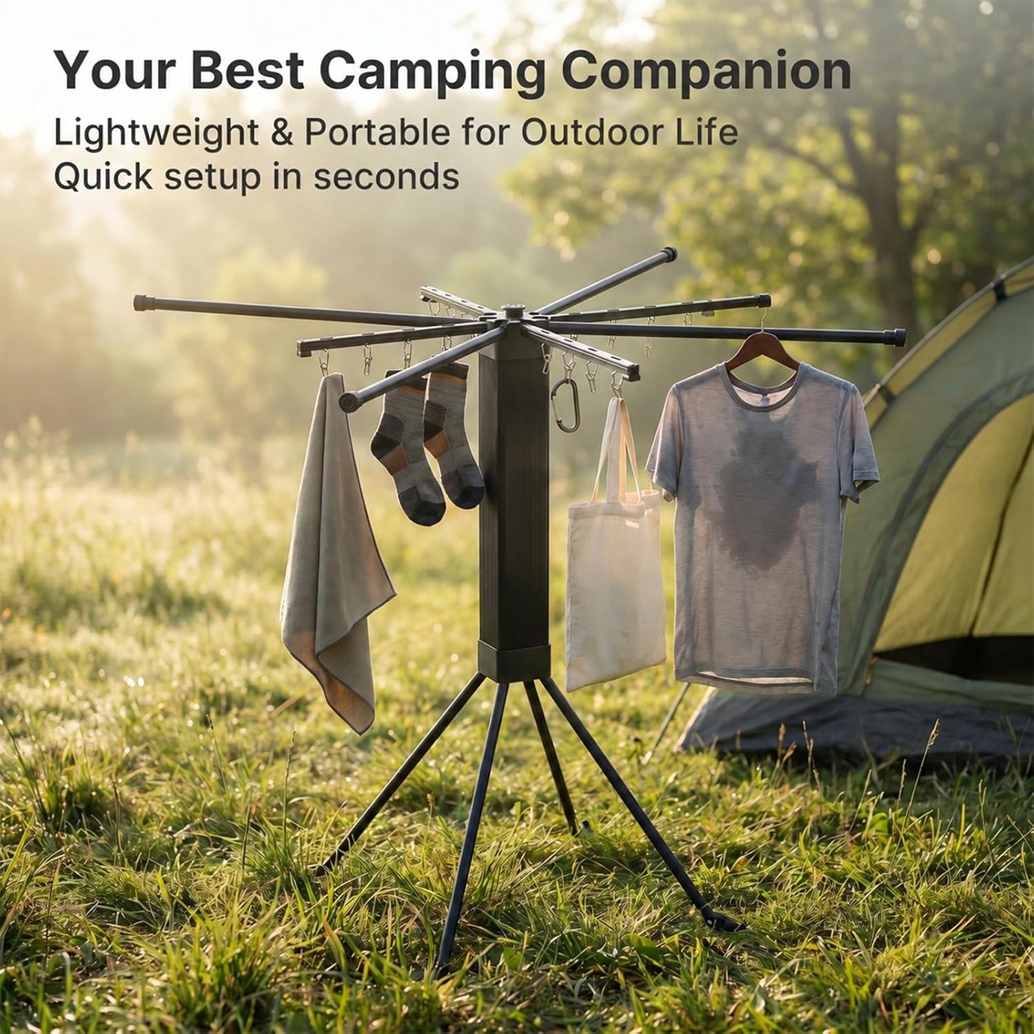 Sixteen-Clip Foldable Portable Clothes Drying Rack - Image 6