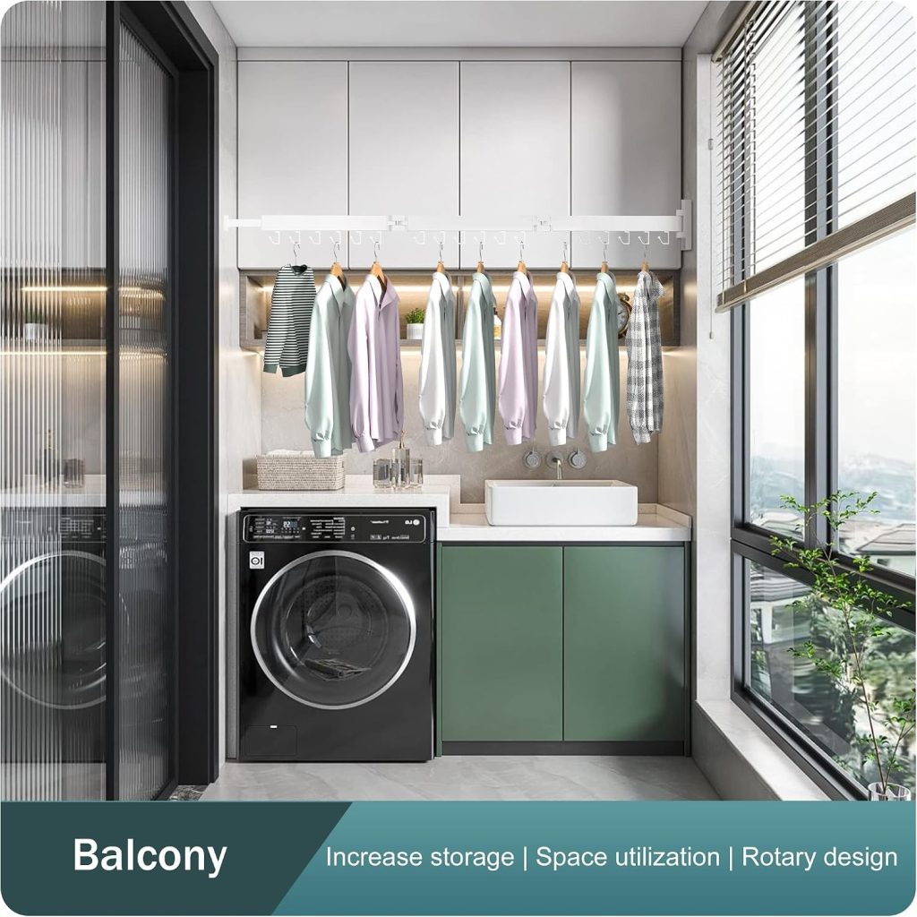 Wall-Mounted Folding Clothes Drying Rack with Extension Arms