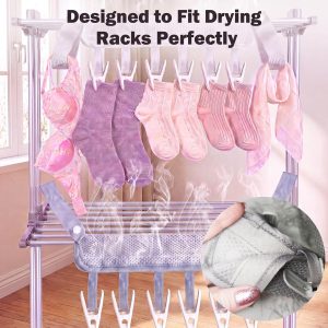 Foldable Mesh Laundry Drying Rack with Clips - Image 3
