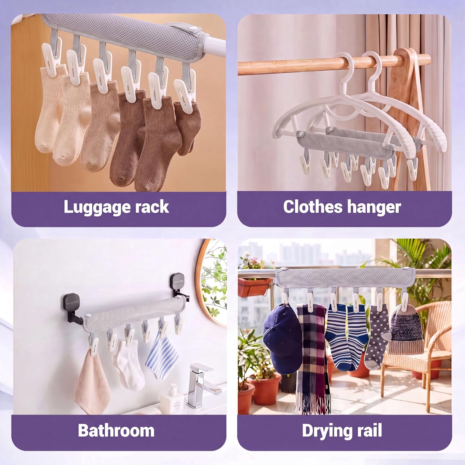Foldable Mesh Laundry Drying Rack with Clips - Image 6