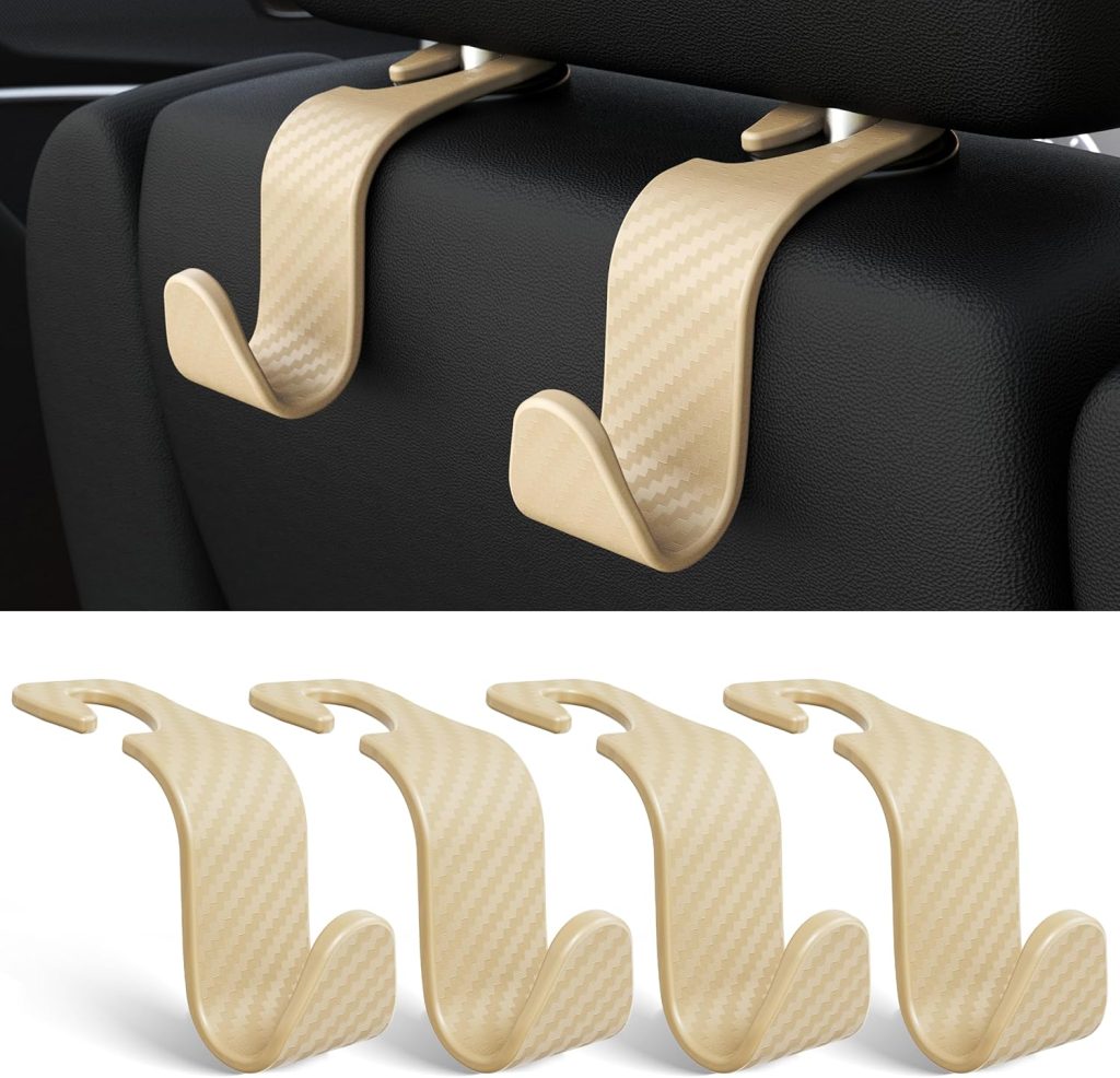 Car Seat Headrest Hook 4 Pack Hanger Storage Organizer Universal for Handbag Purse Coat fit Universal Vehicle Car Black S Type