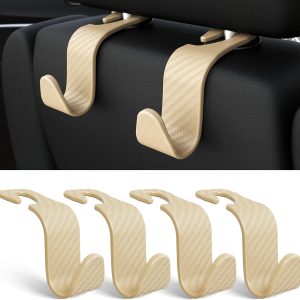 Car Seat Headrest Hook 4 Pack Hanger Storage Organizer Universal for Handbag Purse Coat fit Universal Vehicle Car Black S Type - Image 6