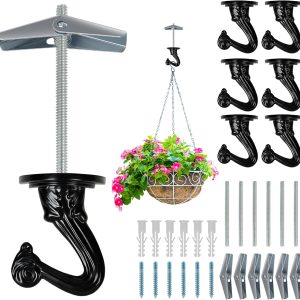 6 pcs Ceiling Hooks for Hanging Plants,Hanging Hanging Lights Metal Small Hooks,Indoor Outdoor Wall Heavy Duty Plant Hanger Swag Hook - Image 5
