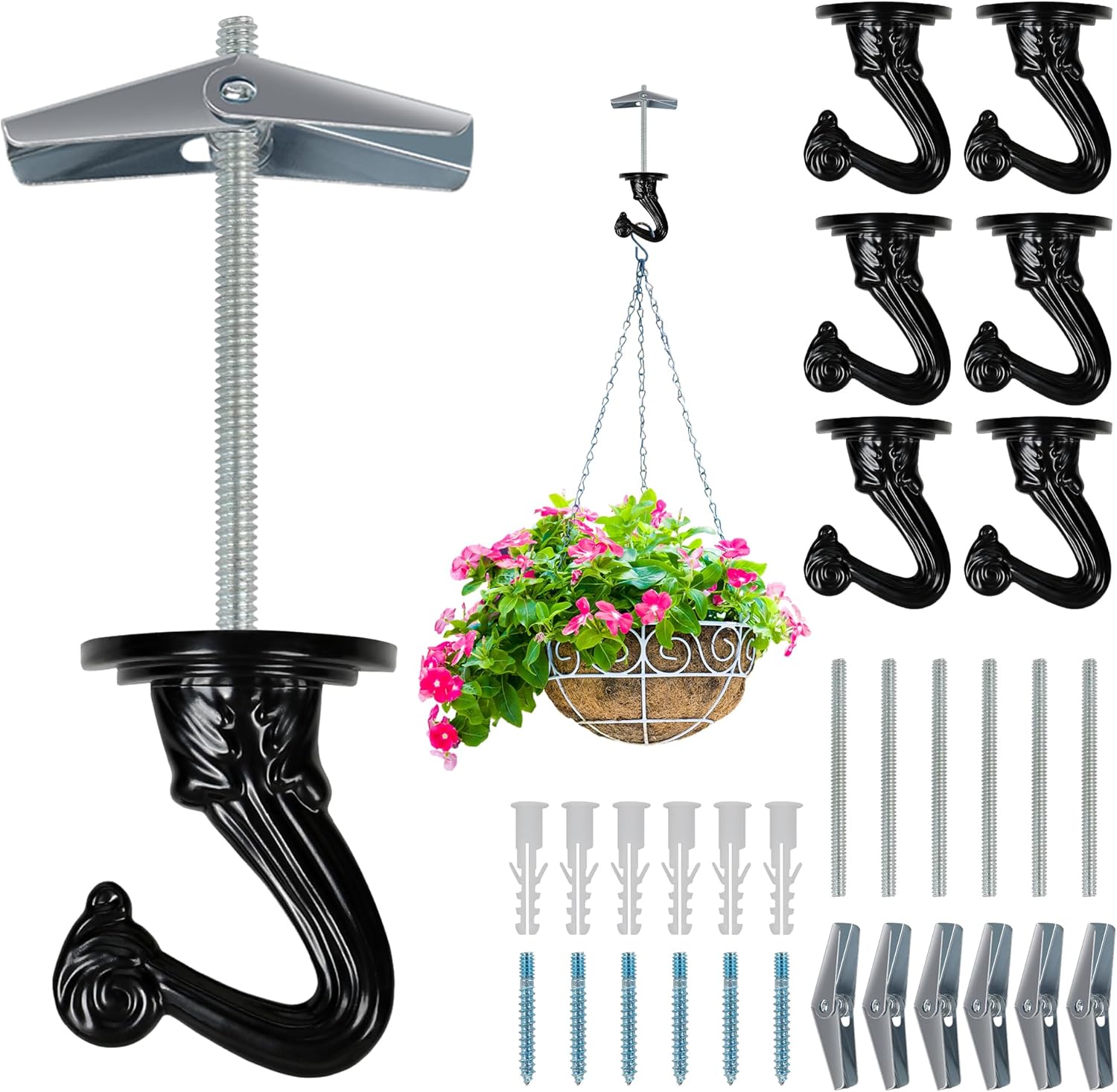 6 pcs Ceiling Hooks for Hanging Plants,Hanging Hanging Lights Metal Small Hooks,Indoor Outdoor Wall Heavy Duty Plant Hanger Swag Hook - Image 5