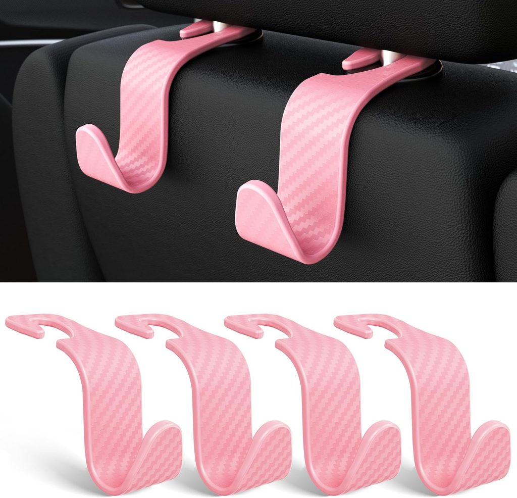 Car Seat Headrest Hook 4 Pack Hanger Storage Organizer Universal for Handbag Purse Coat fit Universal Vehicle Car Black S Type