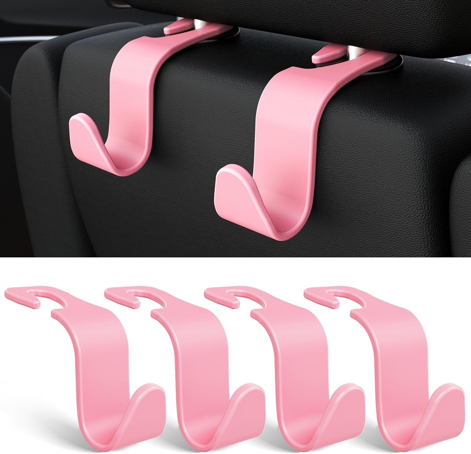 Car Seat Headrest Hook 4 Pack Hanger Storage Organizer Universal for Handbag Purse Coat fit Universal Vehicle Car Black S Type - Image 10