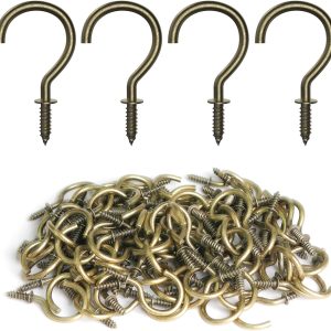 Screw Hooks, 1 Inch Metal Screw in Cup Hooks, Black, 100 Pcs - Image 1