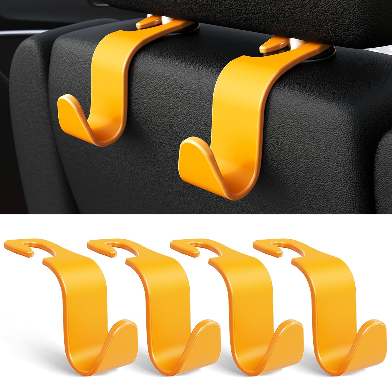 Car Seat Headrest Hook 4 Pack Hanger Storage Organizer Universal for Handbag Purse Coat fit Universal Vehicle Car Black S Type - Image 14