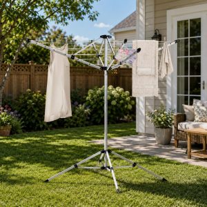 Foldable Outdoor Rotary Clothes Drying Rack, 65 ft - Image 1