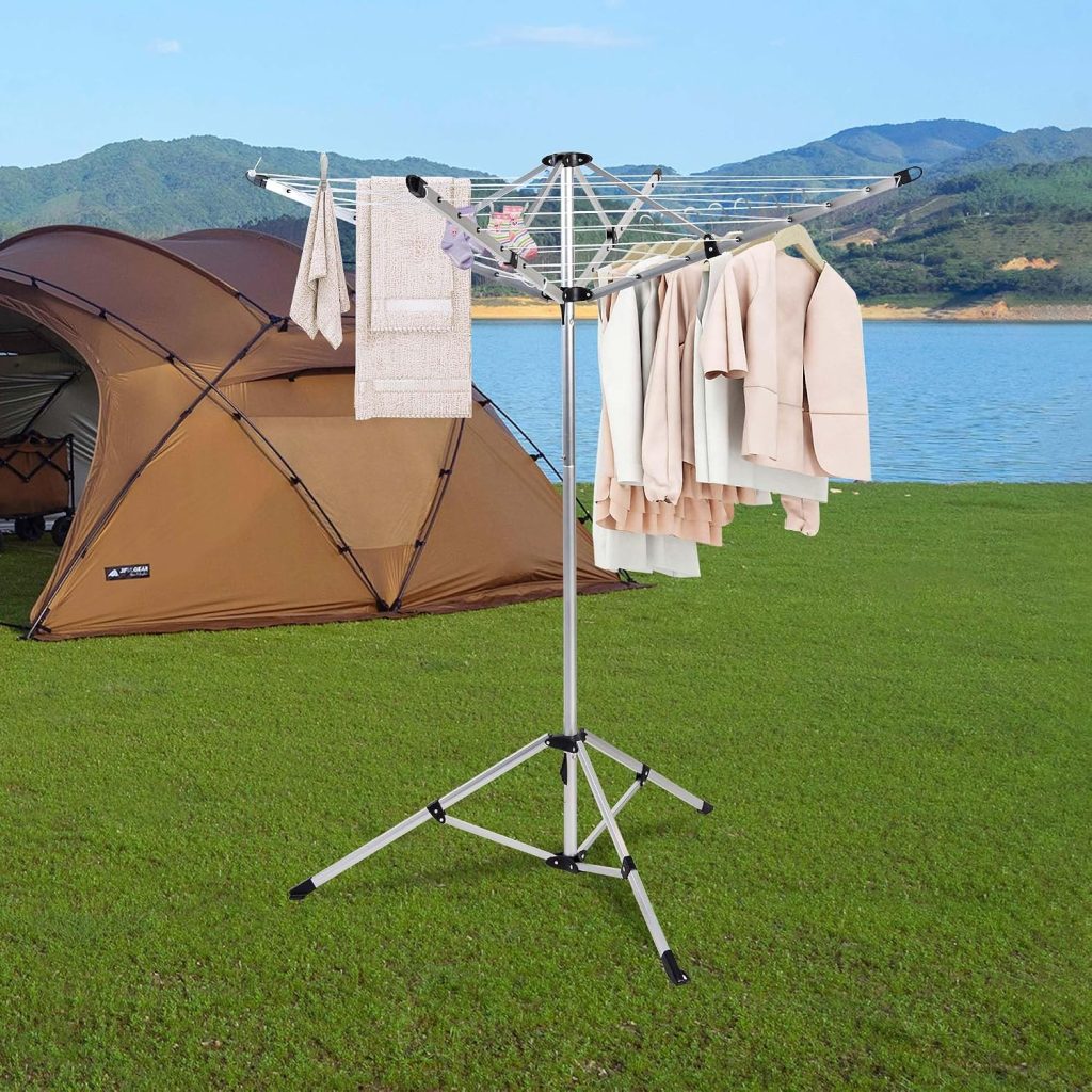 Foldable Outdoor Rotary Clothes Drying Rack, 65 ft