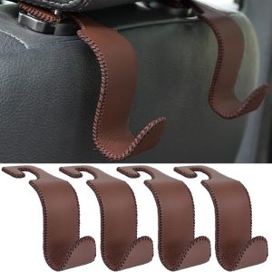 Car Seat Headrest Hook 4 Pack Hanger Storage Organizer Universal for Handbag Purse Coat fit Universal Vehicle Car Black S Type - Image 3