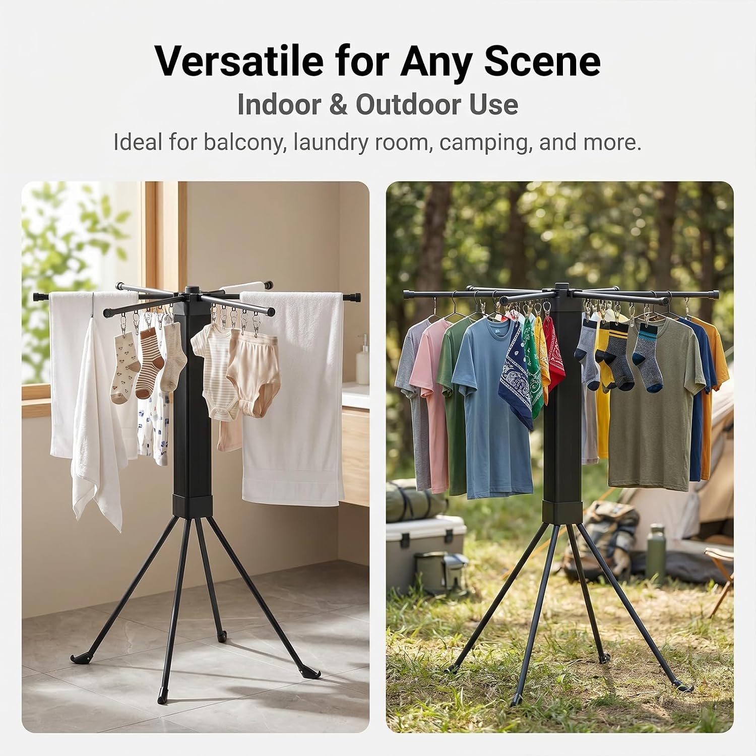 Sixteen-Clip Foldable Portable Clothes Drying Rack - Image 8