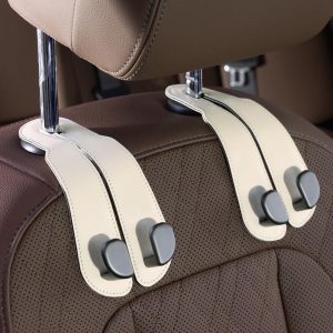 Purse Hook for Car - Universal Premium Stitched Leather and Aluminum-Magnesium Alloy Double Car Seat Back Storage Hook for Purses, Handbags, Bags (2 Pack),Black - Image 6