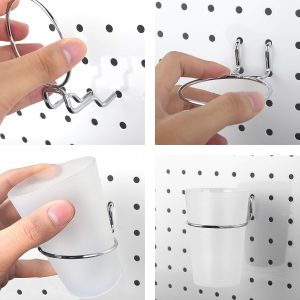 6 Set Pegboard Hooks with Cups, Ring Style Bins with Rings, Pegboard Cup Holder Accessories for Organizing Storage (Transparent) - Image 3