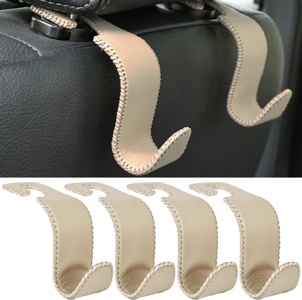Car Seat Headrest Hook 4 Pack Hanger Storage Organizer Universal for Handbag Purse Coat fit Universal Vehicle Car Black S Type
