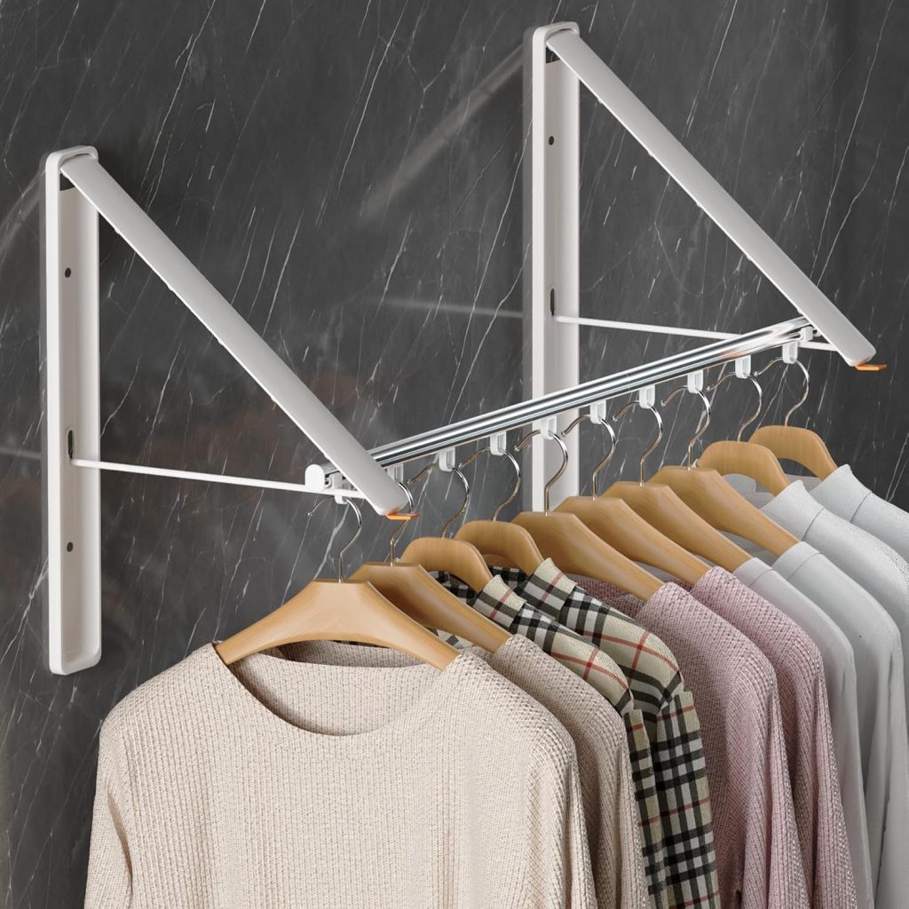 Wall-Mounted Retractable Clothes Drying Rod