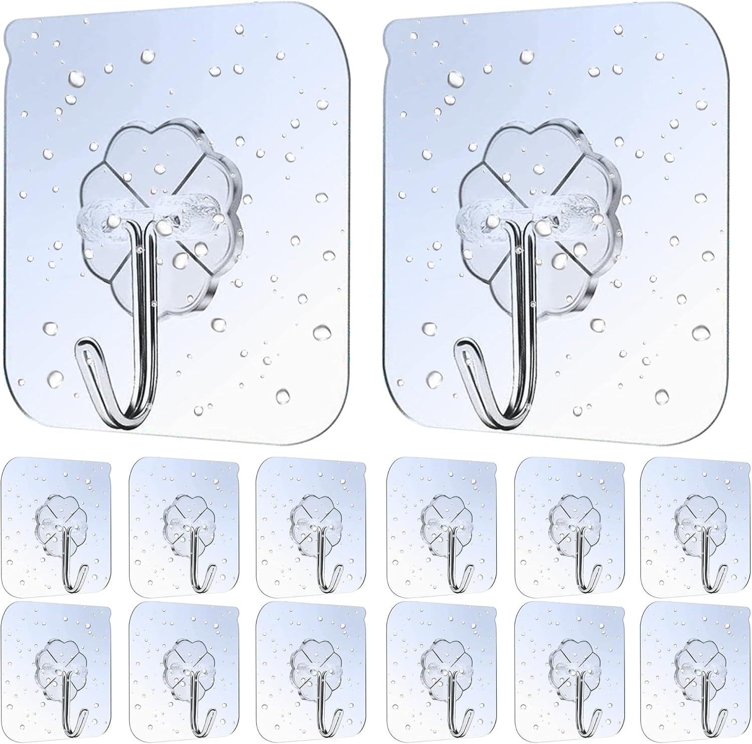 50 Pcs Self Adhesive Hooks, Transparent Wall Hooks, Waterproof Oilproof Bathroom Kitchen Heavy Duty Adhesive Hooks, Robe, Towel, Coat, Key Hooks - Image 3