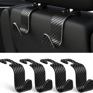 Car Seat Headrest Hook 4 Pack Hanger Storage Organizer Universal for Handbag Purse Coat fit Universal Vehicle Car Black S Type - Image 7