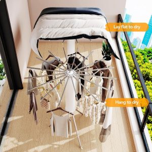 Sixteen-Arm Floor-Standing Clothes Drying Rack - Image 5