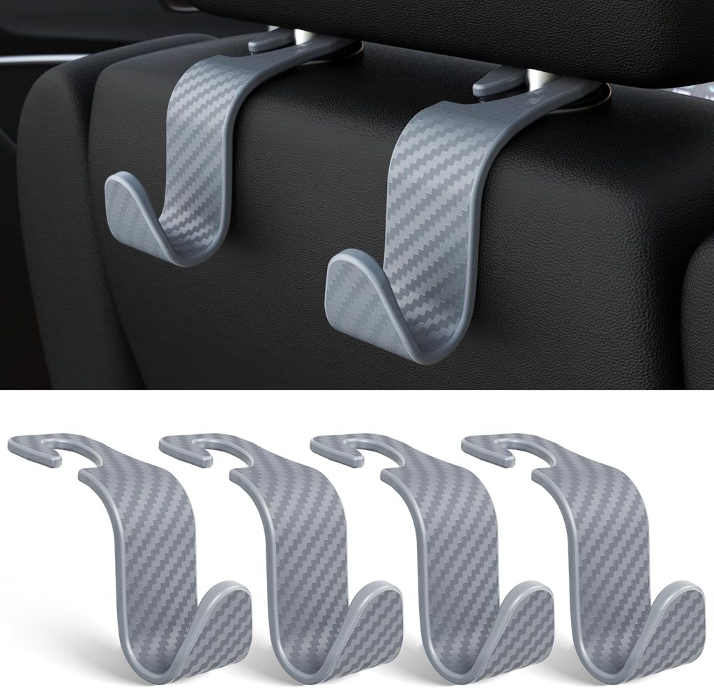 Car Seat Headrest Hook 4 Pack Hanger Storage Organizer Universal for Handbag Purse Coat fit Universal Vehicle Car Black S Type