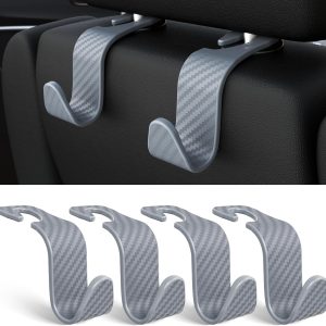 Car Seat Headrest Hook 4 Pack Hanger Storage Organizer Universal for Handbag Purse Coat fit Universal Vehicle Car Black S Type - Image 2