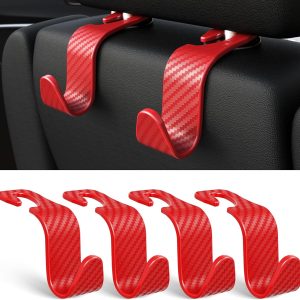 Car Seat Headrest Hook 4 Pack Hanger Storage Organizer Universal for Handbag Purse Coat fit Universal Vehicle Car Black S Type - Image 5