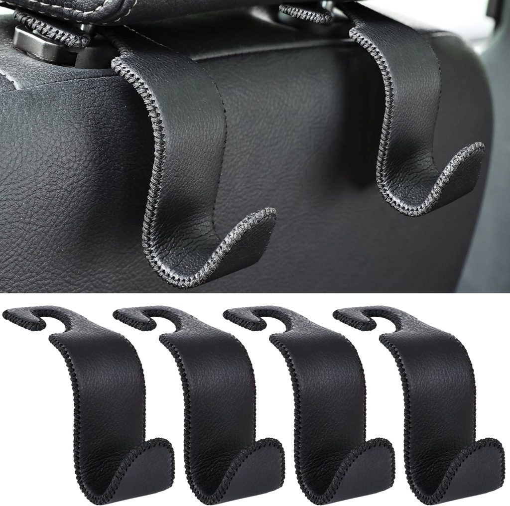Car Seat Headrest Hook 4 Pack Hanger Storage Organizer Universal for Handbag Purse Coat fit Universal Vehicle Car Black S Type