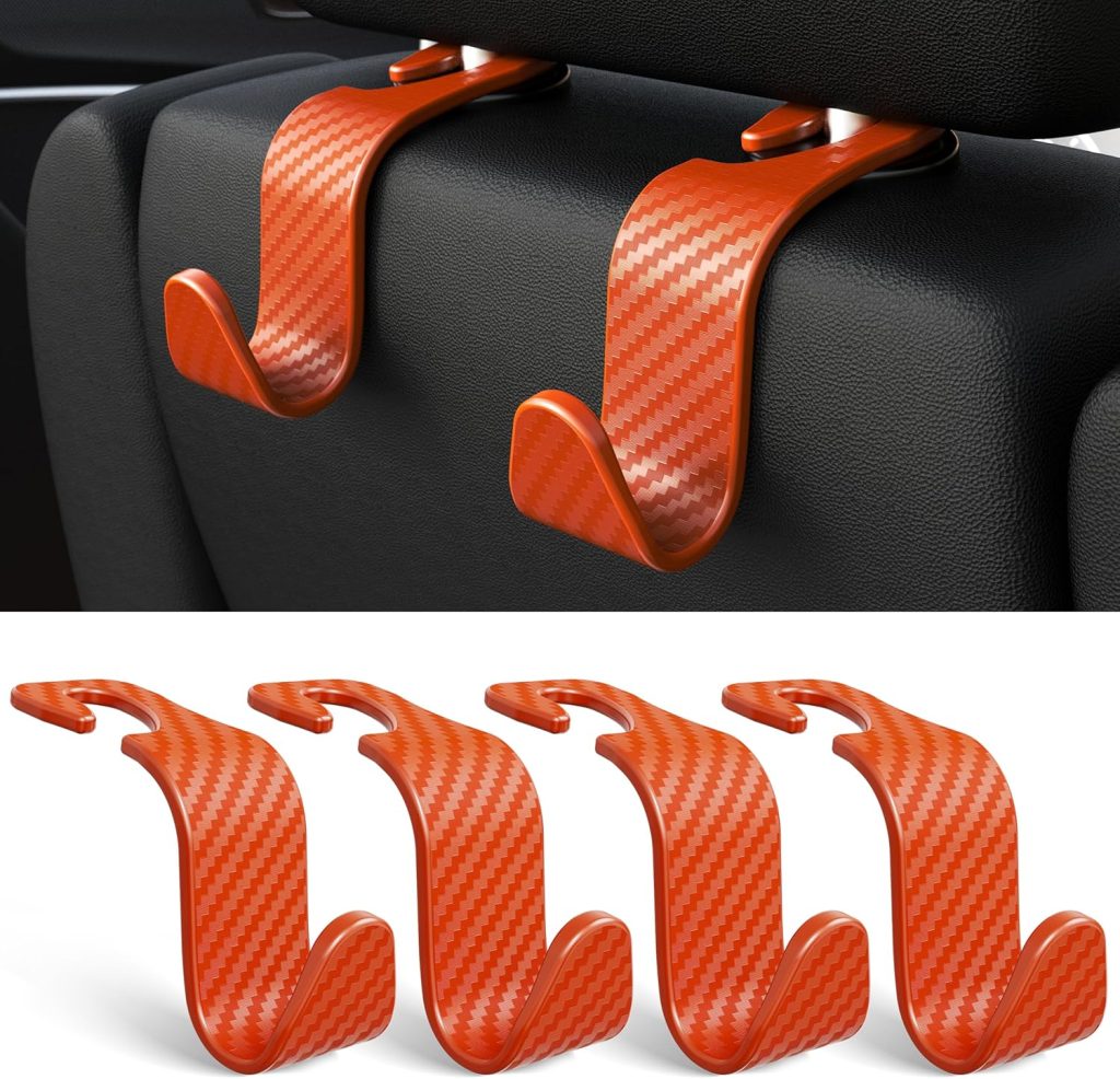 Car Seat Headrest Hook 4 Pack Hanger Storage Organizer Universal for Handbag Purse Coat fit Universal Vehicle Car Black S Type