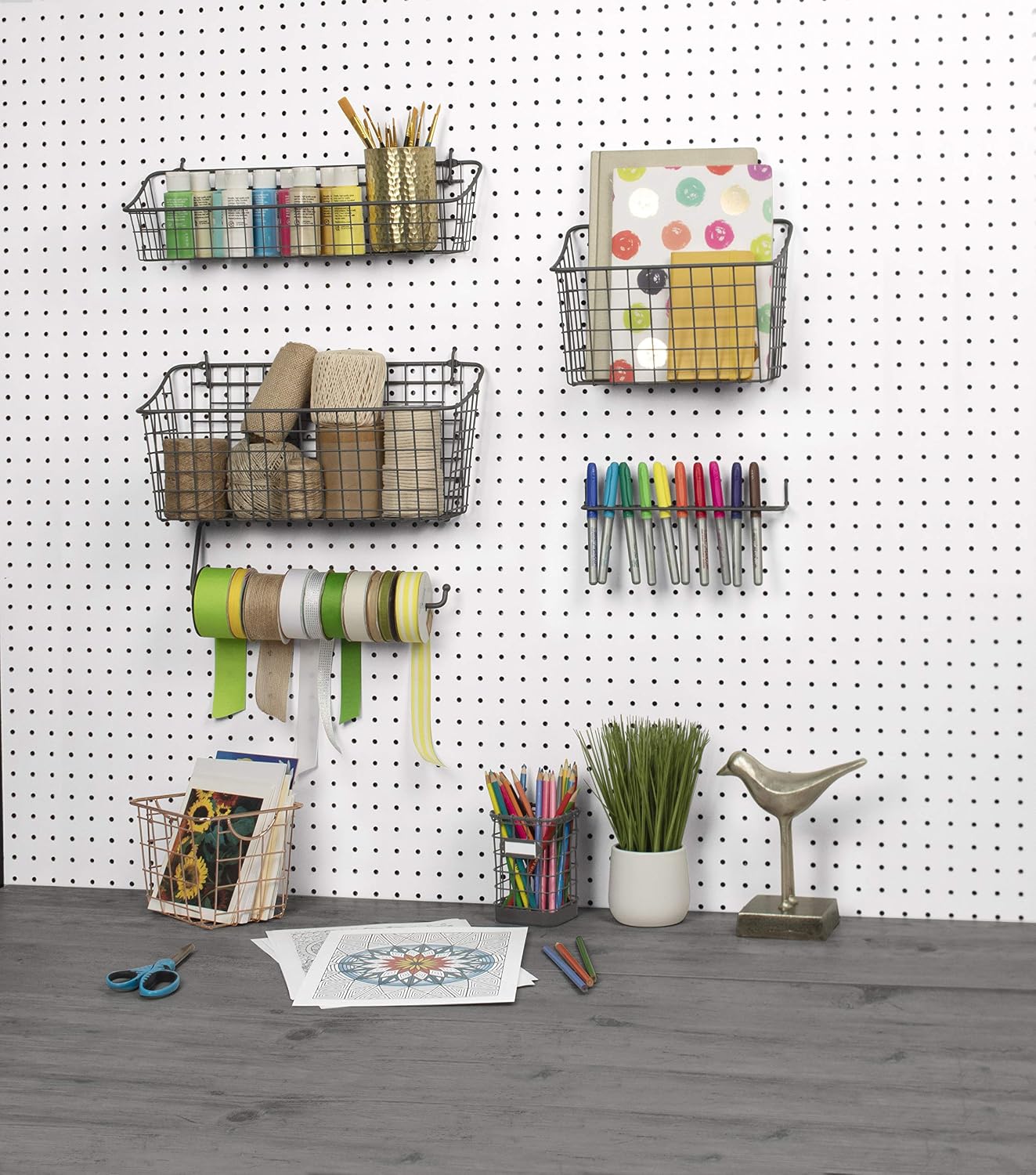 Pegboard & Wall Mount Basket, 10" x 5" 7", Industrial Gray, 10, L - Image 5